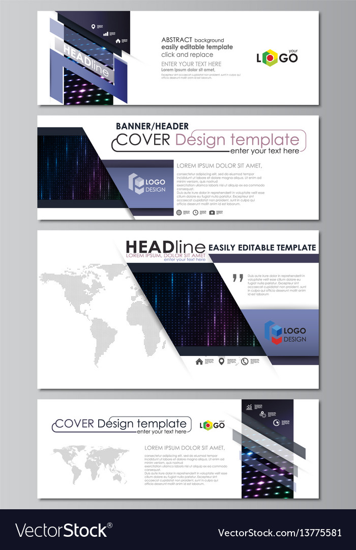 Social Media And Email Headers Set Modern Banners Vector Image