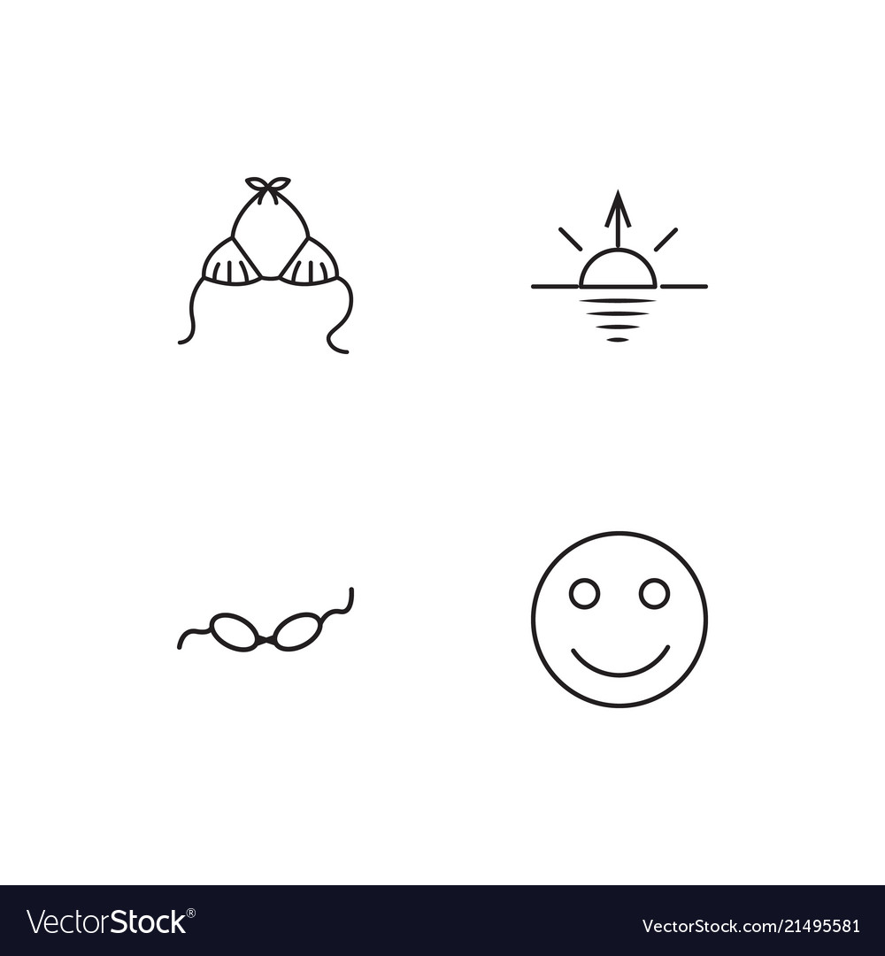 Summer linear icons set simple outline
