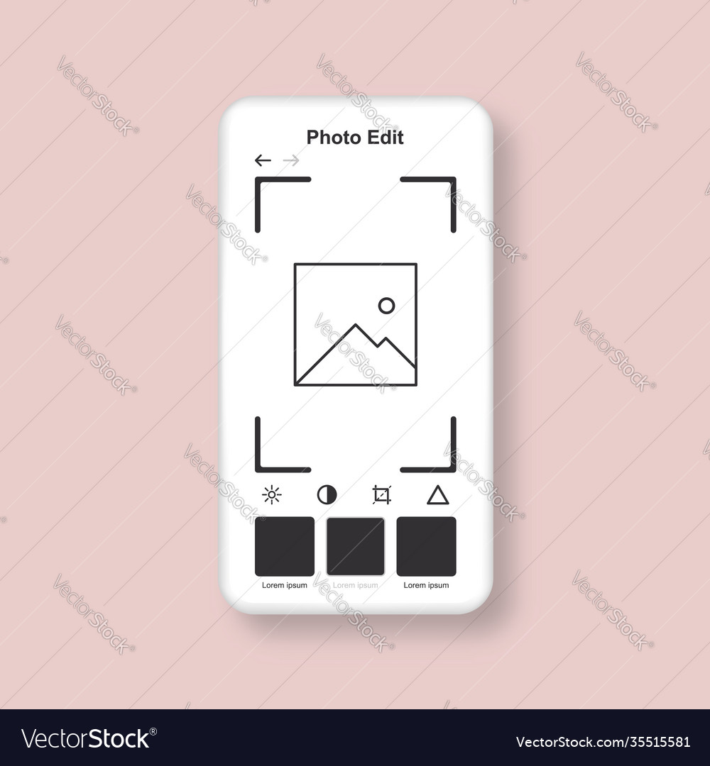 Template photo editor smartphone interface vector image Template photo editor smartphone interface