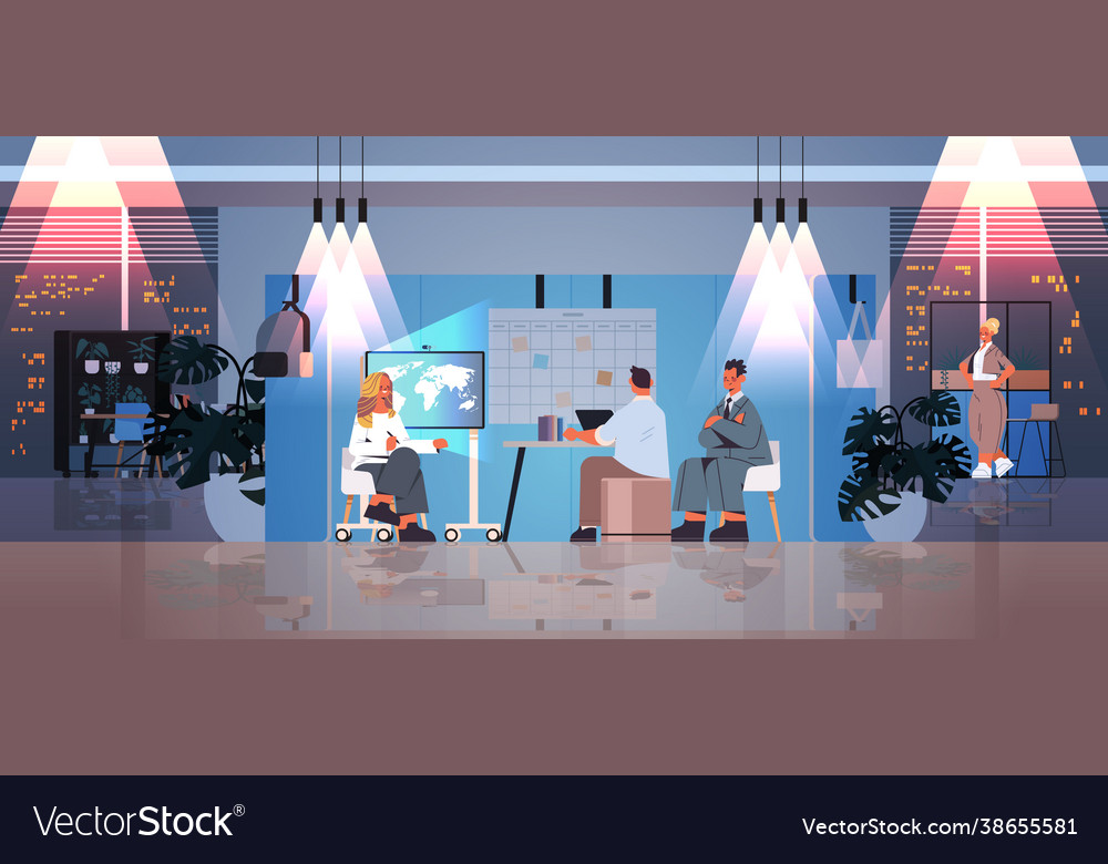 Tired businesspeople working together in creative Vector Image