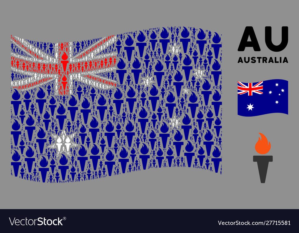 Waving australia flag composition freedom fire