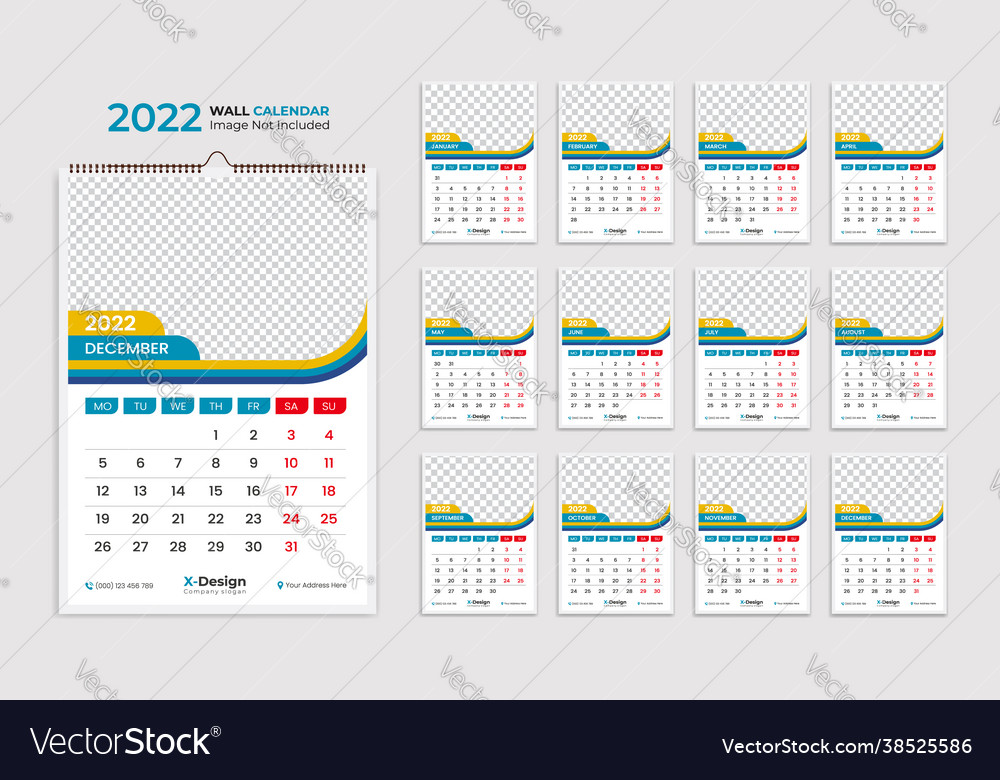 2022 Wandkalender Vorlage Jahresgeschäft