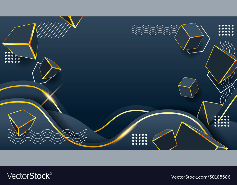 3d cube golden box abstract background