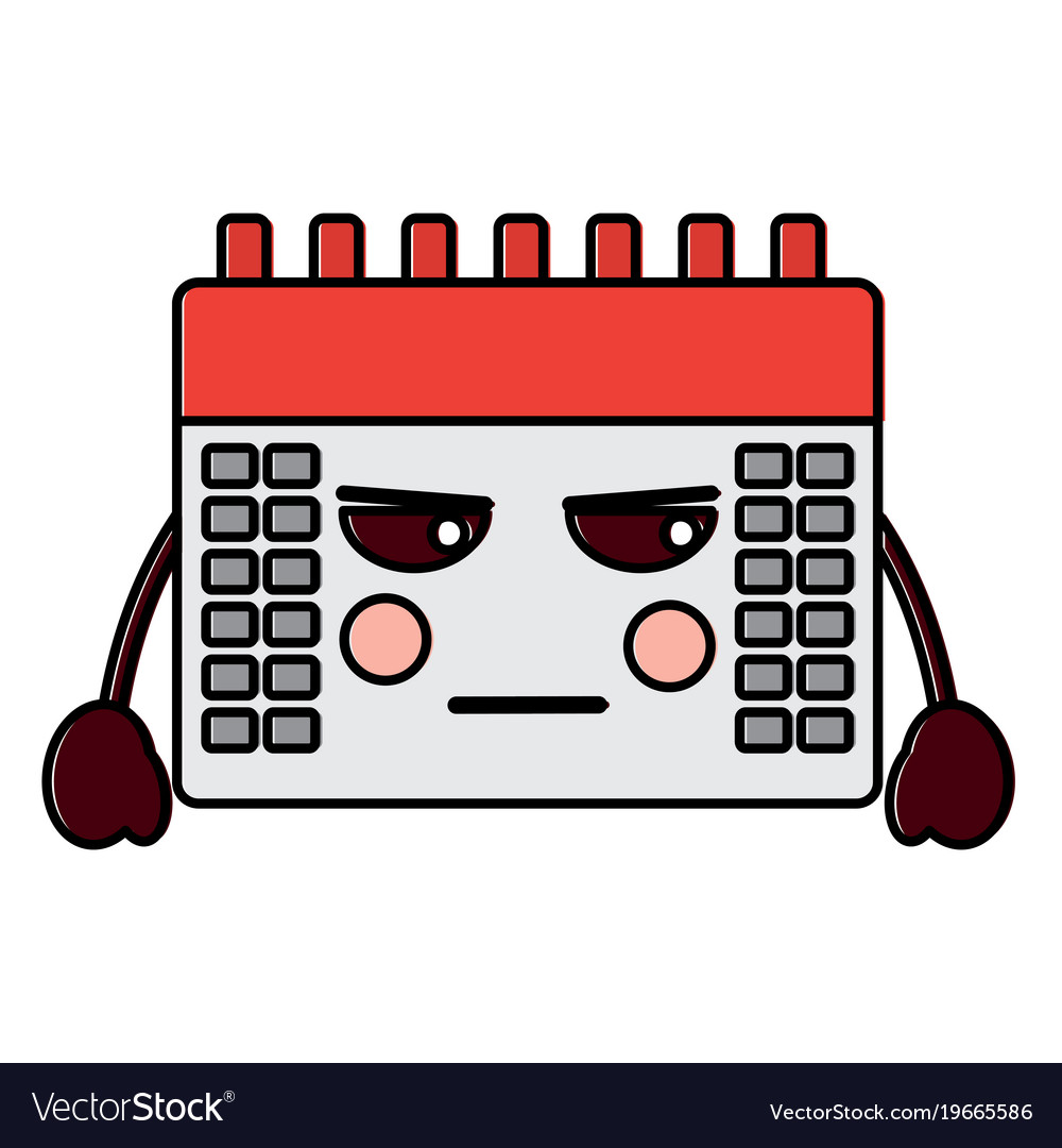 Angry calendar kawaii icon image Royalty Free Vector Image