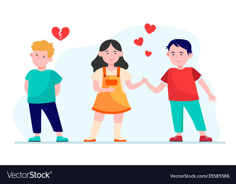 Boy jealous girl to her friend Royalty Free Vector Image