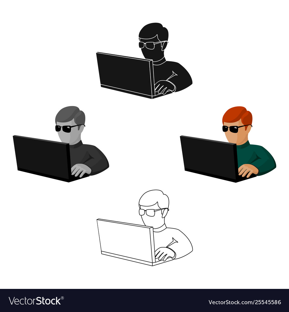 Computer hacker icon in cartoonblack style