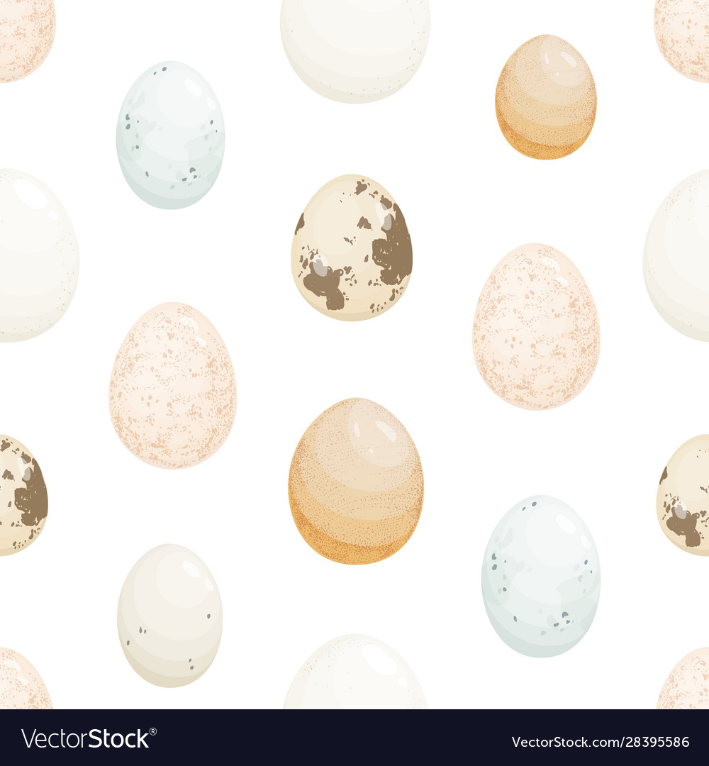 Domestic birds eggs flat seamless pattern