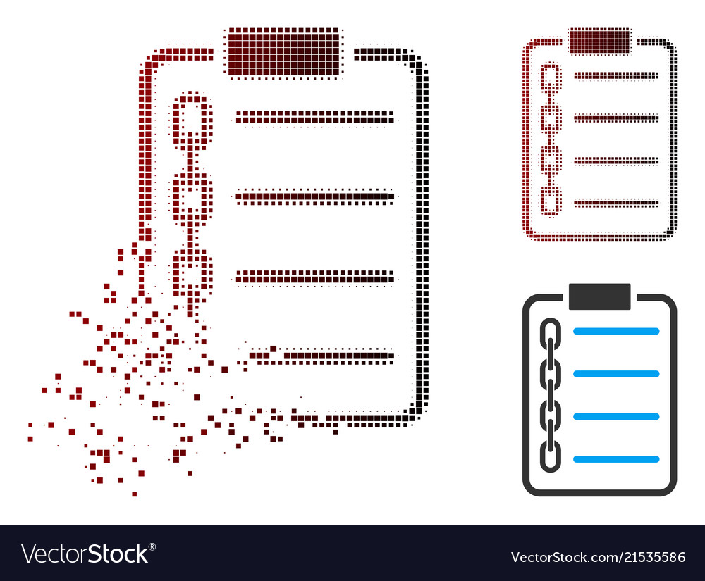 Fractured pixel halftone blockchain contract icon