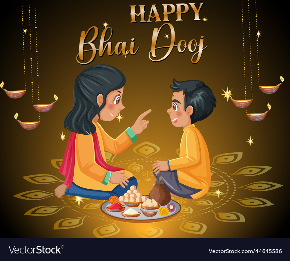 Happy bhai dooj poster design Royalty Free Vector Image