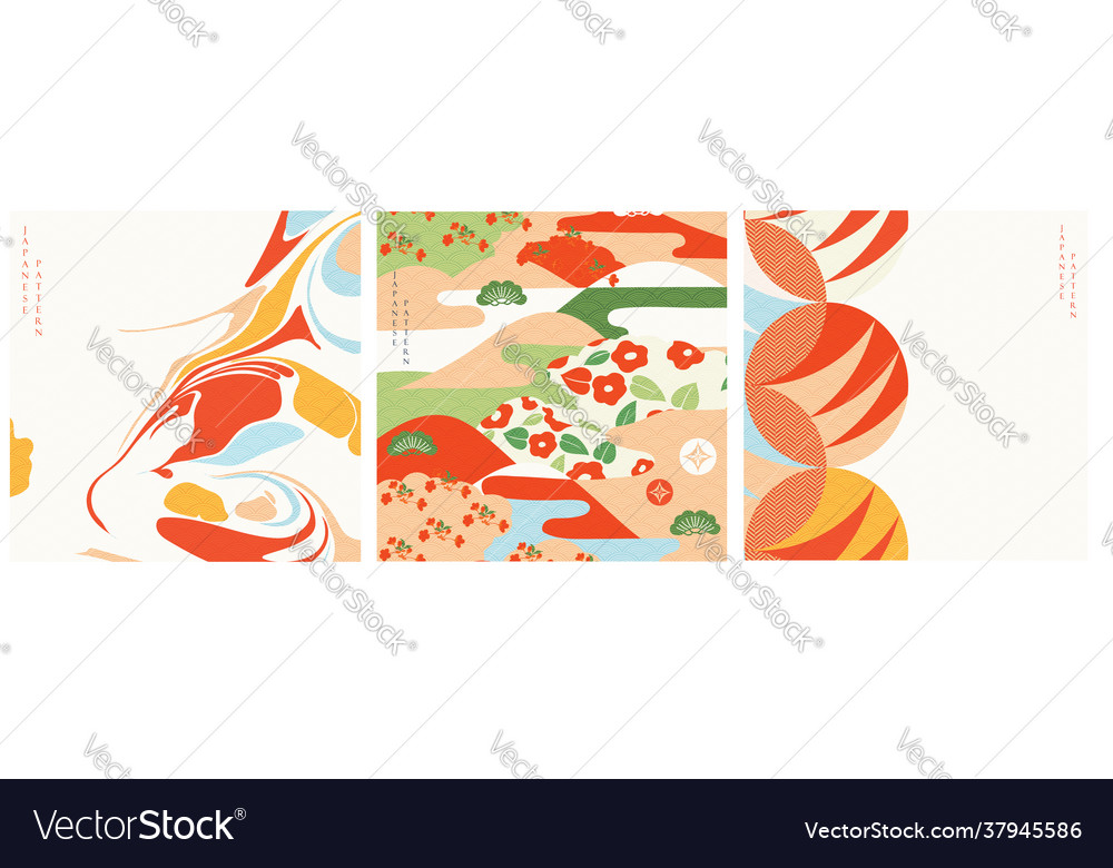 Japanese pattern and icon oriental wedding vector image Japanese pattern and icon oriental wedding