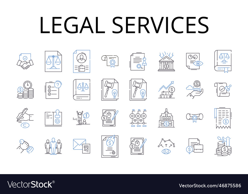 Legal services line icons collection aid