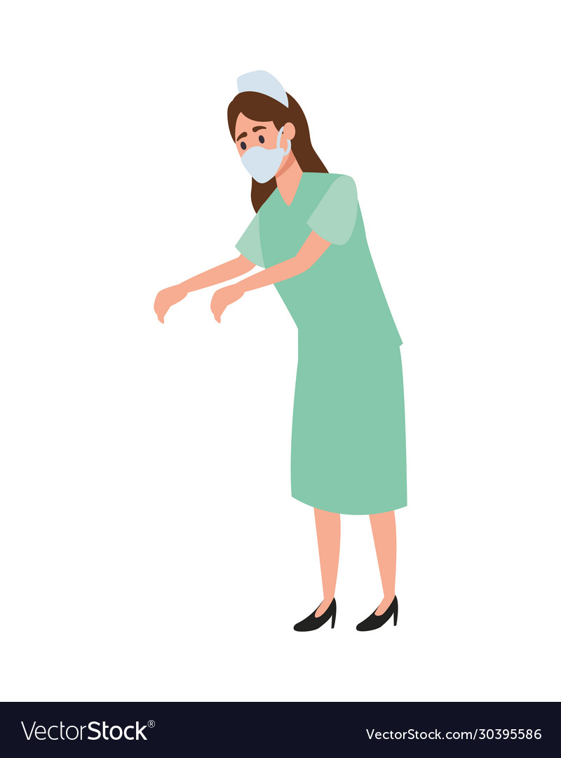 Nurse with face mask character vector image Nurse with face mask character