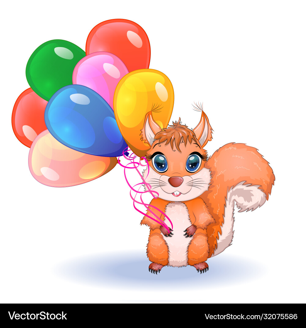 Pair cute cartoon squirrel with beautiful eyes Vector Image