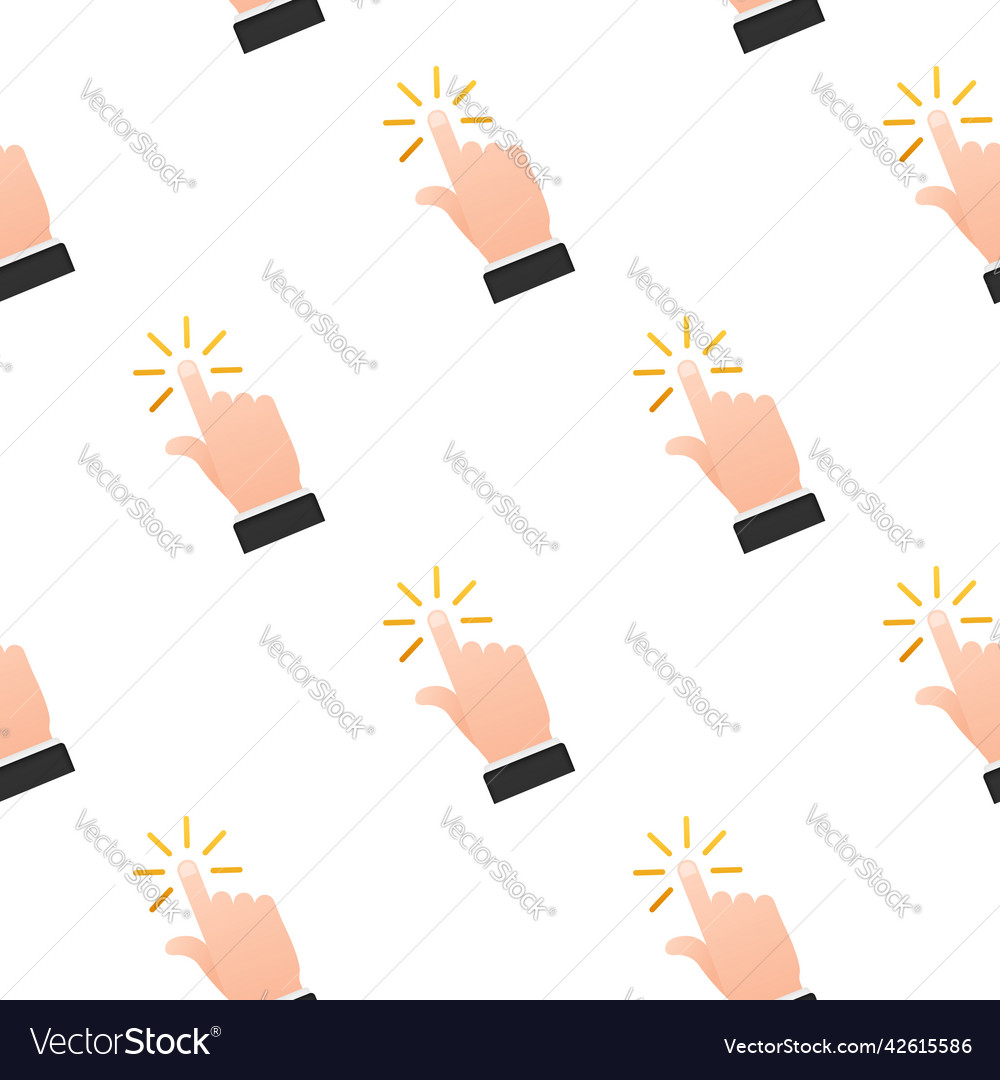 Set hand cursor icon click pattern stock vector image Set hand cursor icon click pattern stock