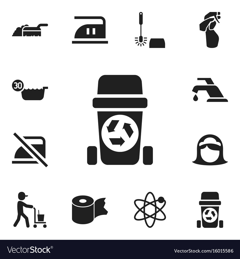 Set of 12 editable cleanup icons includes symbols