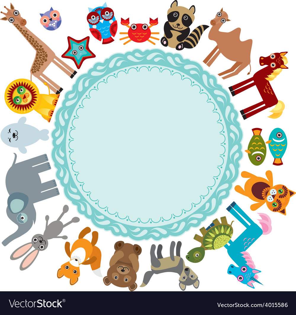 Set of funny cartoon animals character on a white