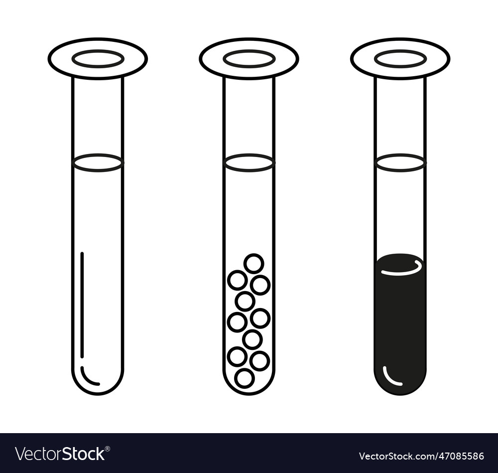 Set of lab test tubes icon thin line isolated vector image Set of lab test tubes icon thin line isolated