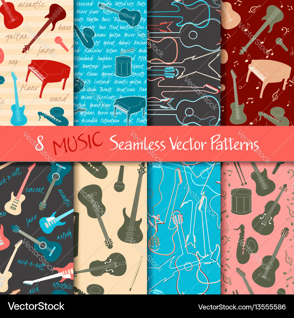 Set of musical seamless patterns Royalty Free Vector Image