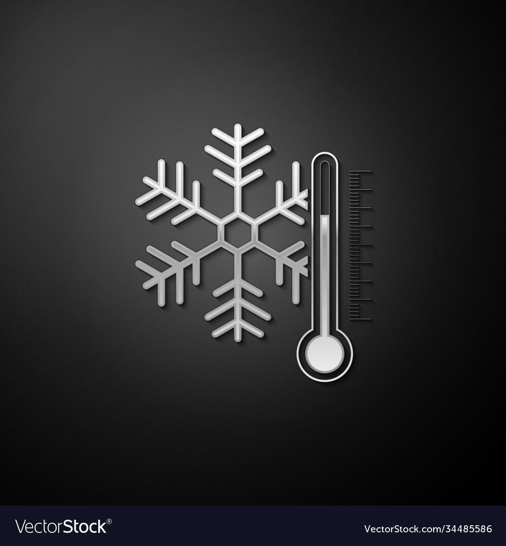 Silver thermometer with snowflake icon isolated Vector Image