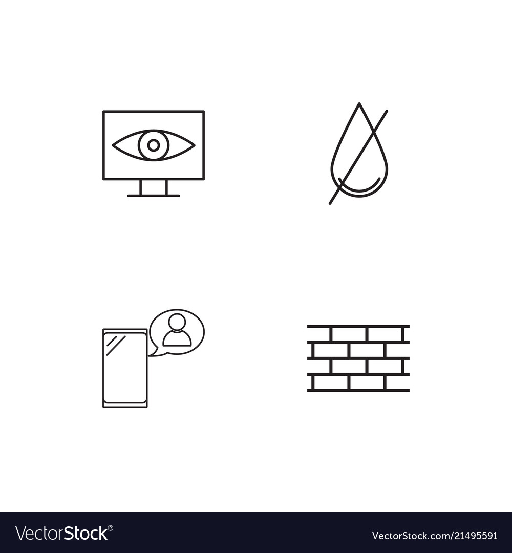 Cyber security linear icons set simple outline