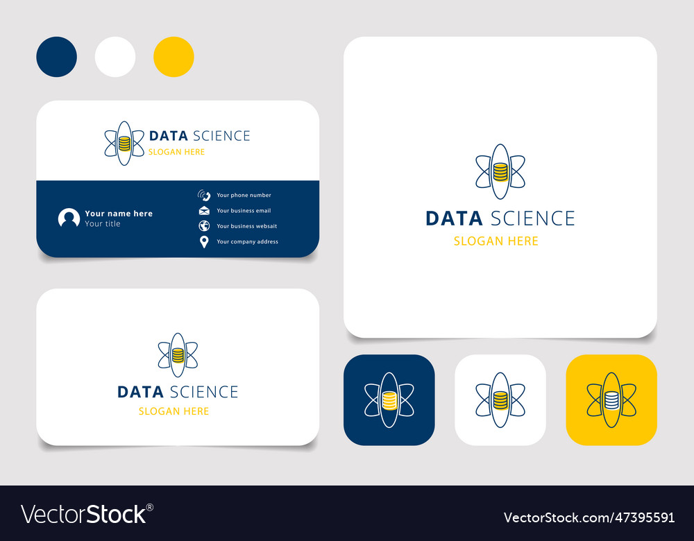 Data science logo design with editable slogan Vector Image