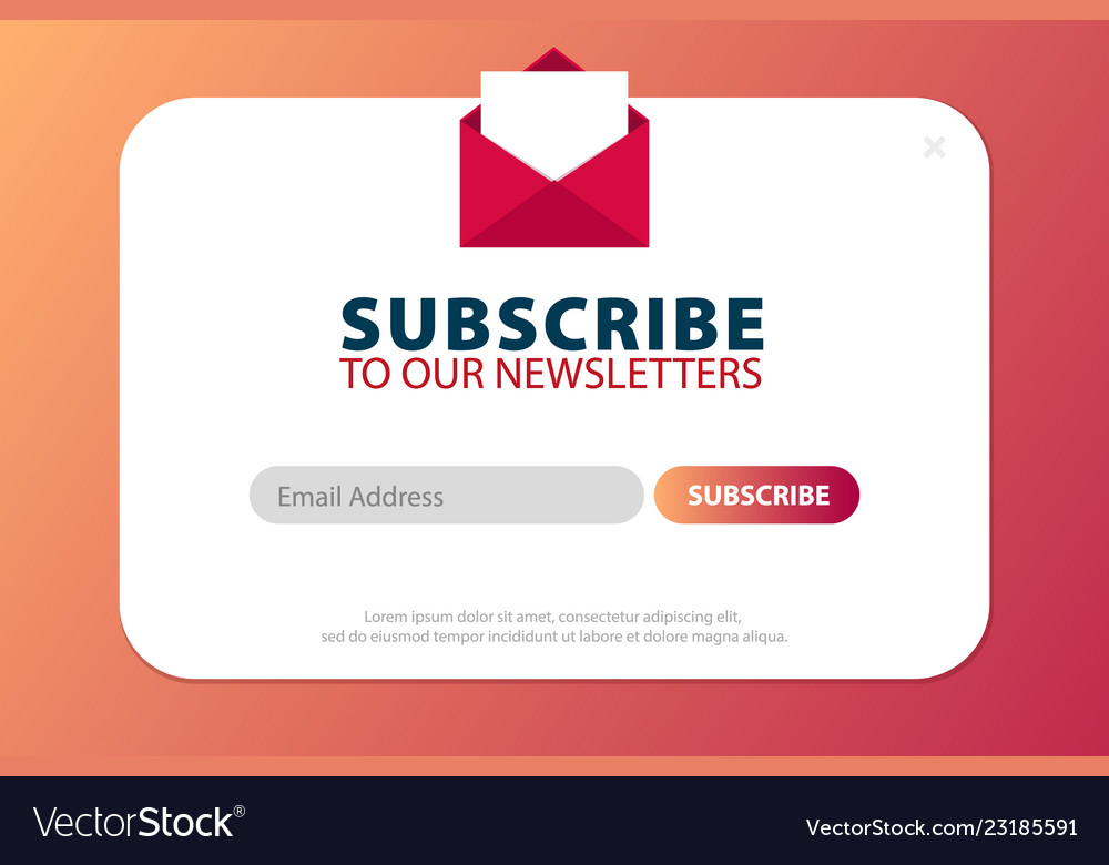 Email subscribe online newsletter submit button vector image Email subscribe online newsletter submit button