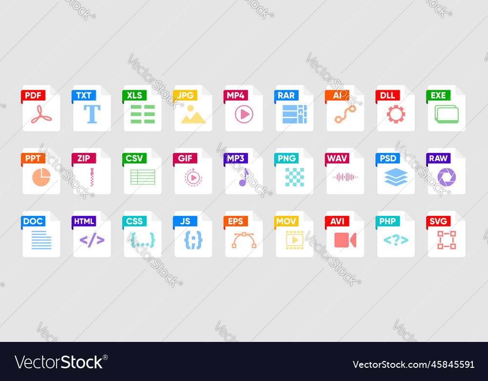 Dateityp Icon Set - Formate & Extensions