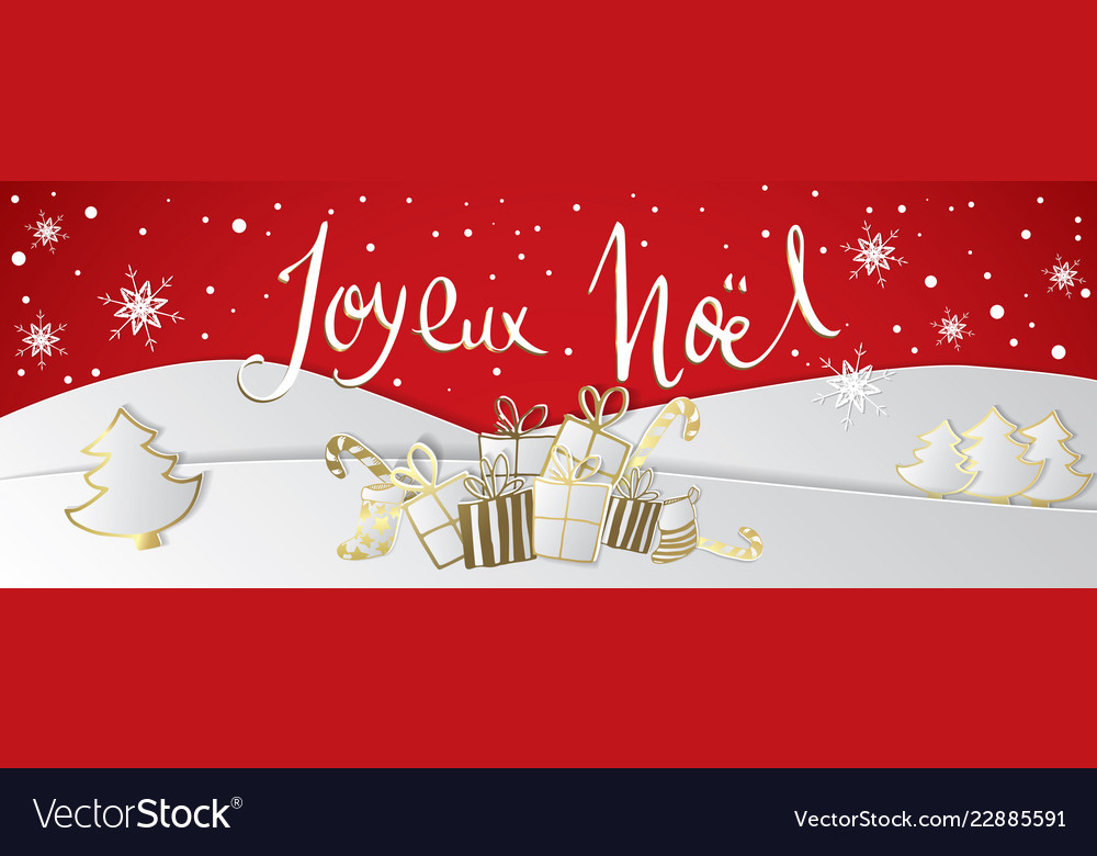 French merry christmas paper banner