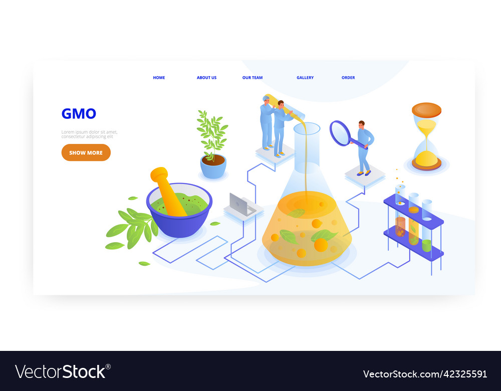 Gmo experiment landing page design website vector image Gmo experiment landing page design website