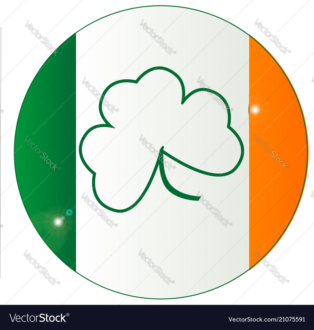 Irish flag with shamrock button