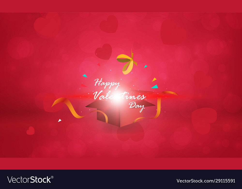 Lights open gift box red background design vector image Lights open gift box red background design