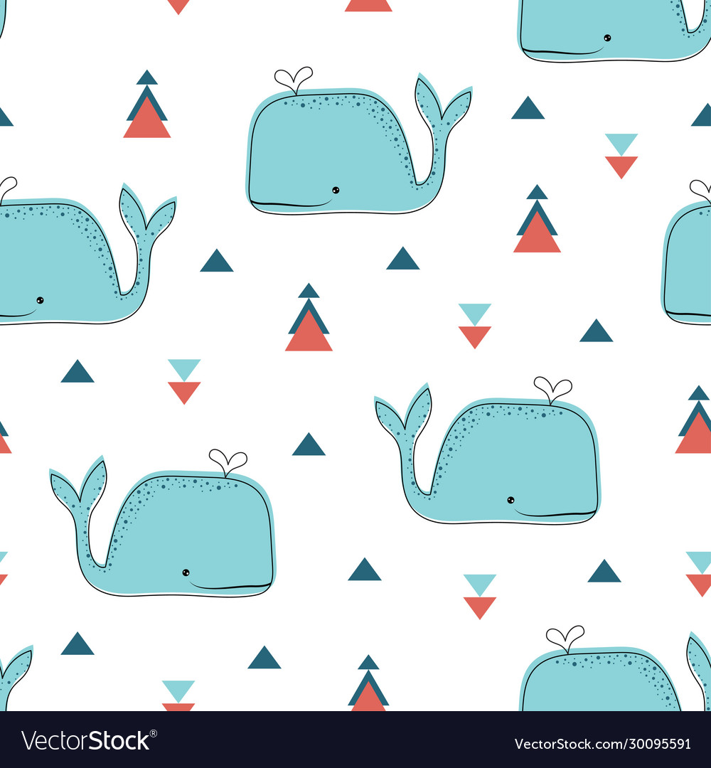 Seamless pattern with whales in scandinavian