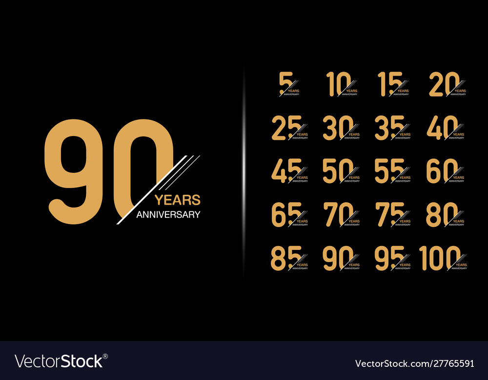 Set premium anniversary logotype golden