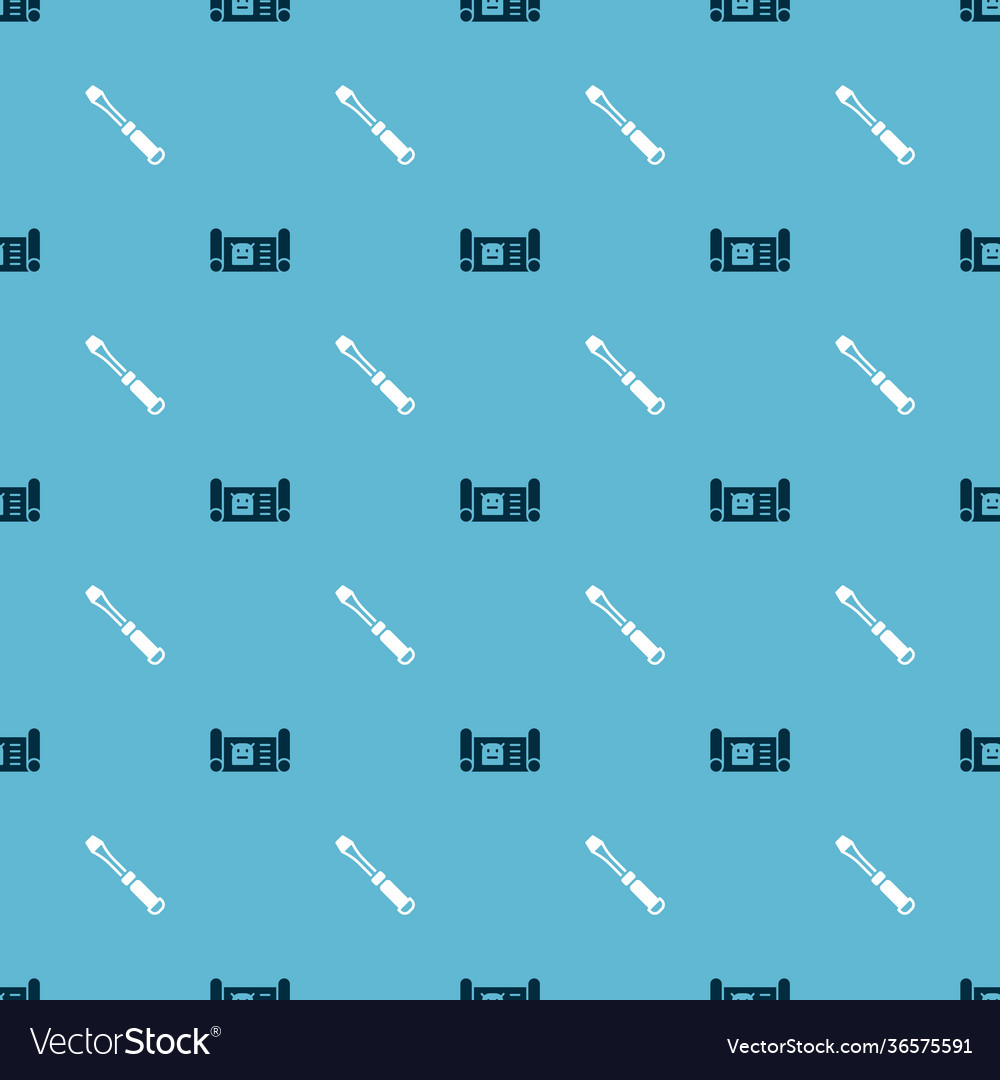 Set robot blueprint and screwdriver on seamless