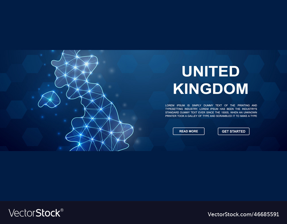 United kingdom 3d low poly head promotion banner