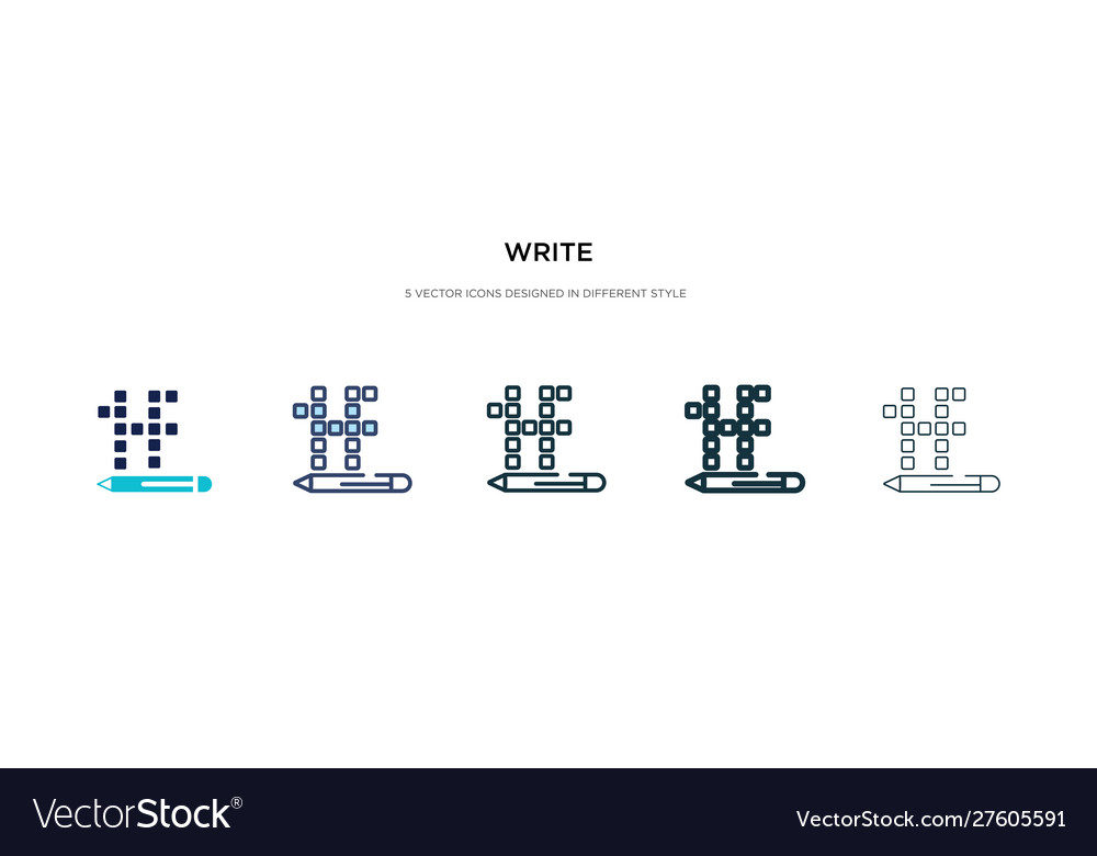 Write icon in different style two colored vector image Write icon in different style two colored
