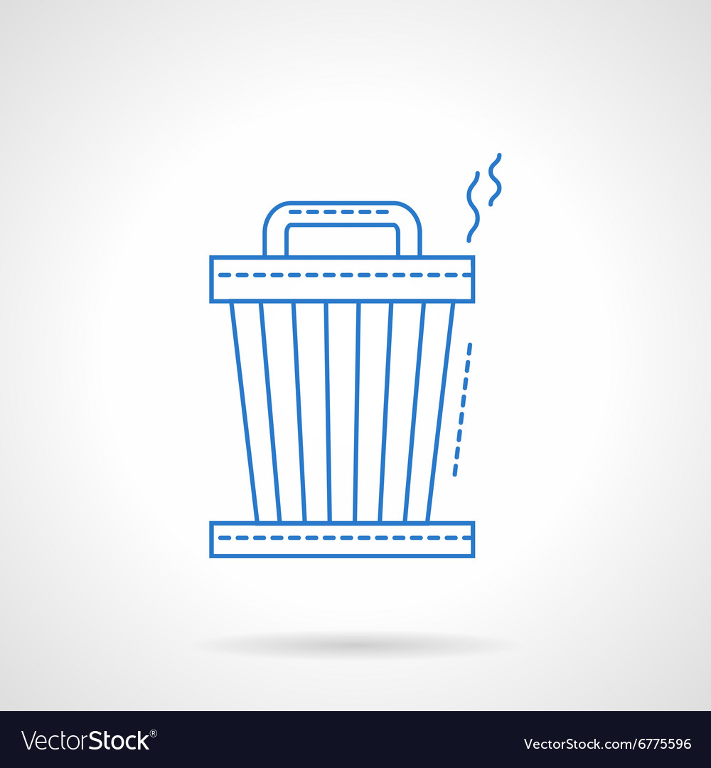 Blue flat line trash can icon