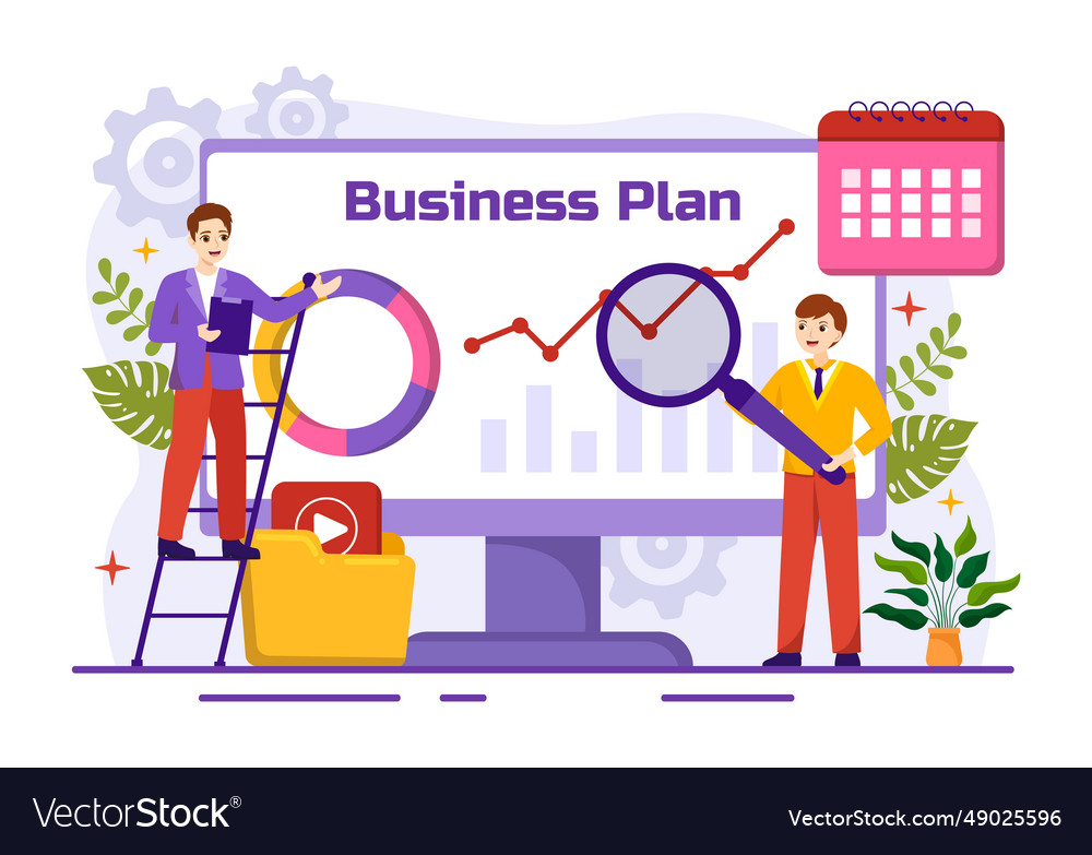 Business plan with target planning workflow time Vector Image