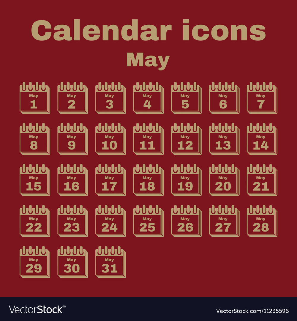 Calendar icon may symbol flat Royalty Free Vector Image