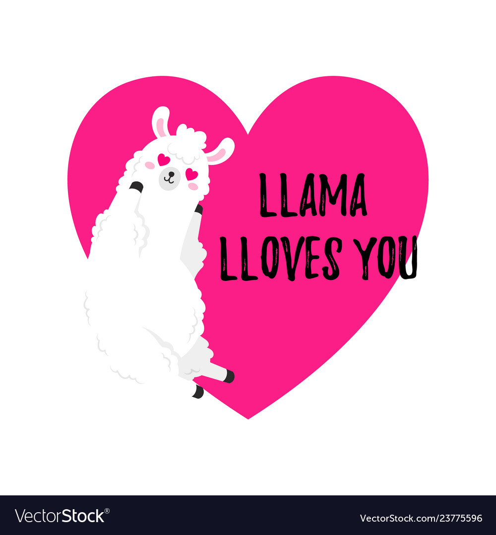 Cartoon card sweet llama doodle