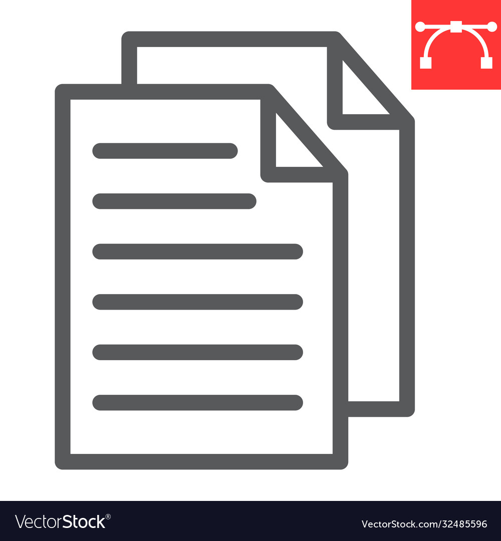 Document line icon ui and button file sign