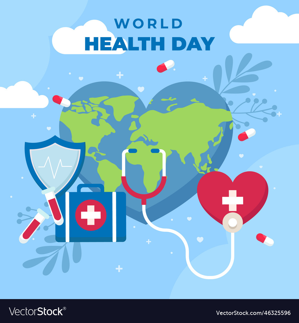 Flat world health day celebration Royalty Free Vector Image