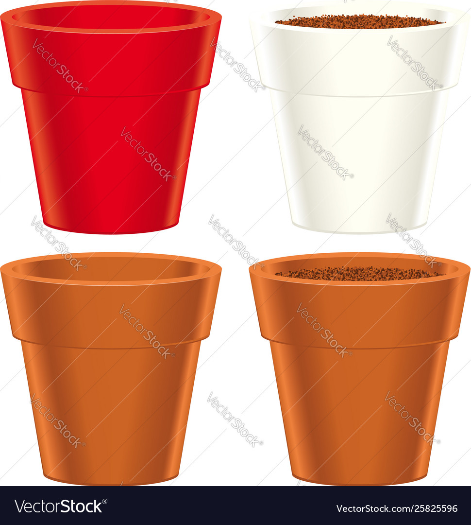 Flower pot in four different colors clean