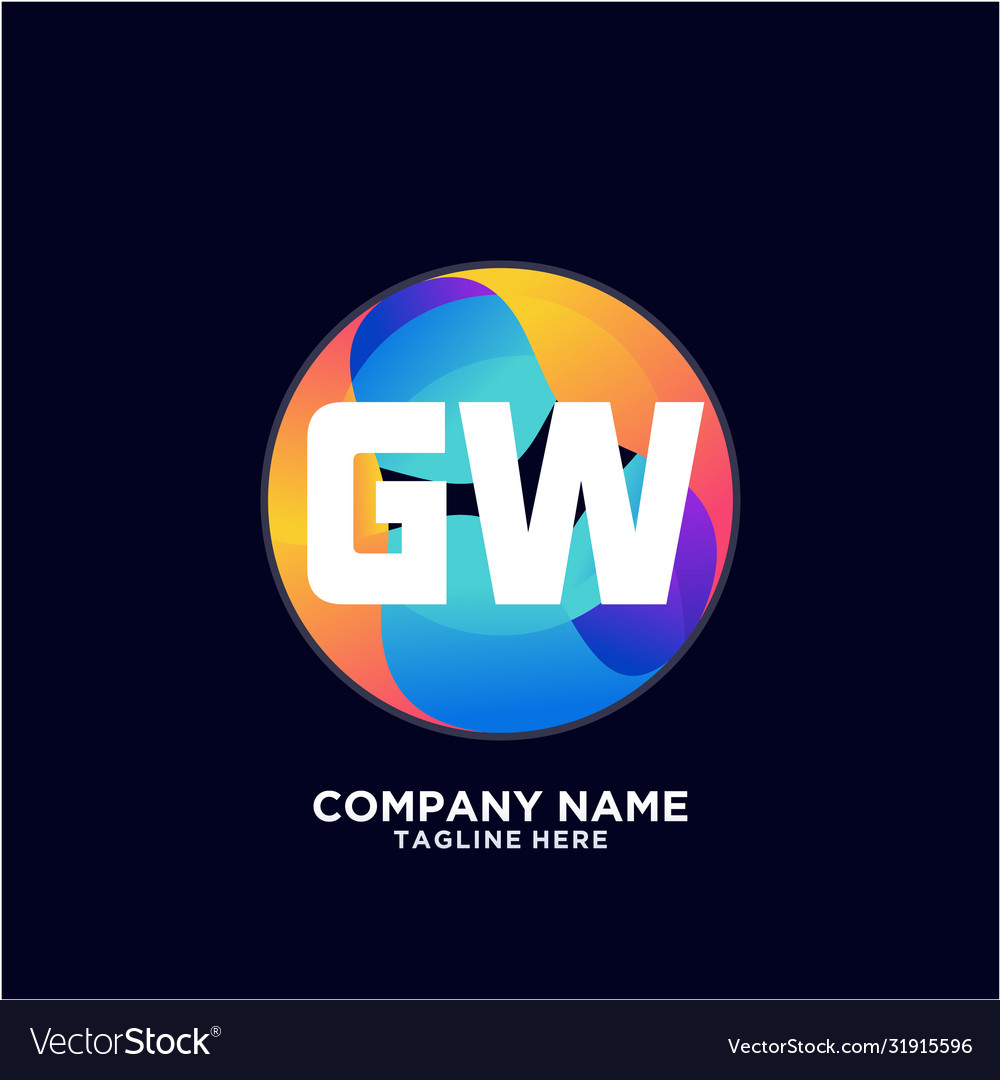 Gw initial logo with colorful circle template Vector Image