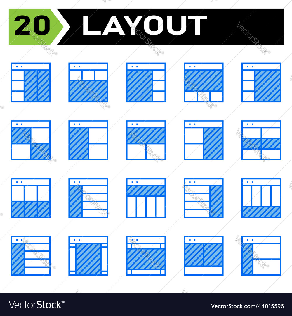 Layout icon set include grid dashboard vector image Layout icon set include grid dashboard