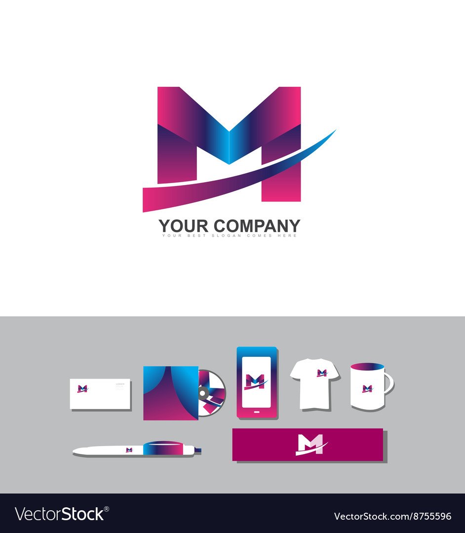 Letter m purple logo Royalty Free Vector Image