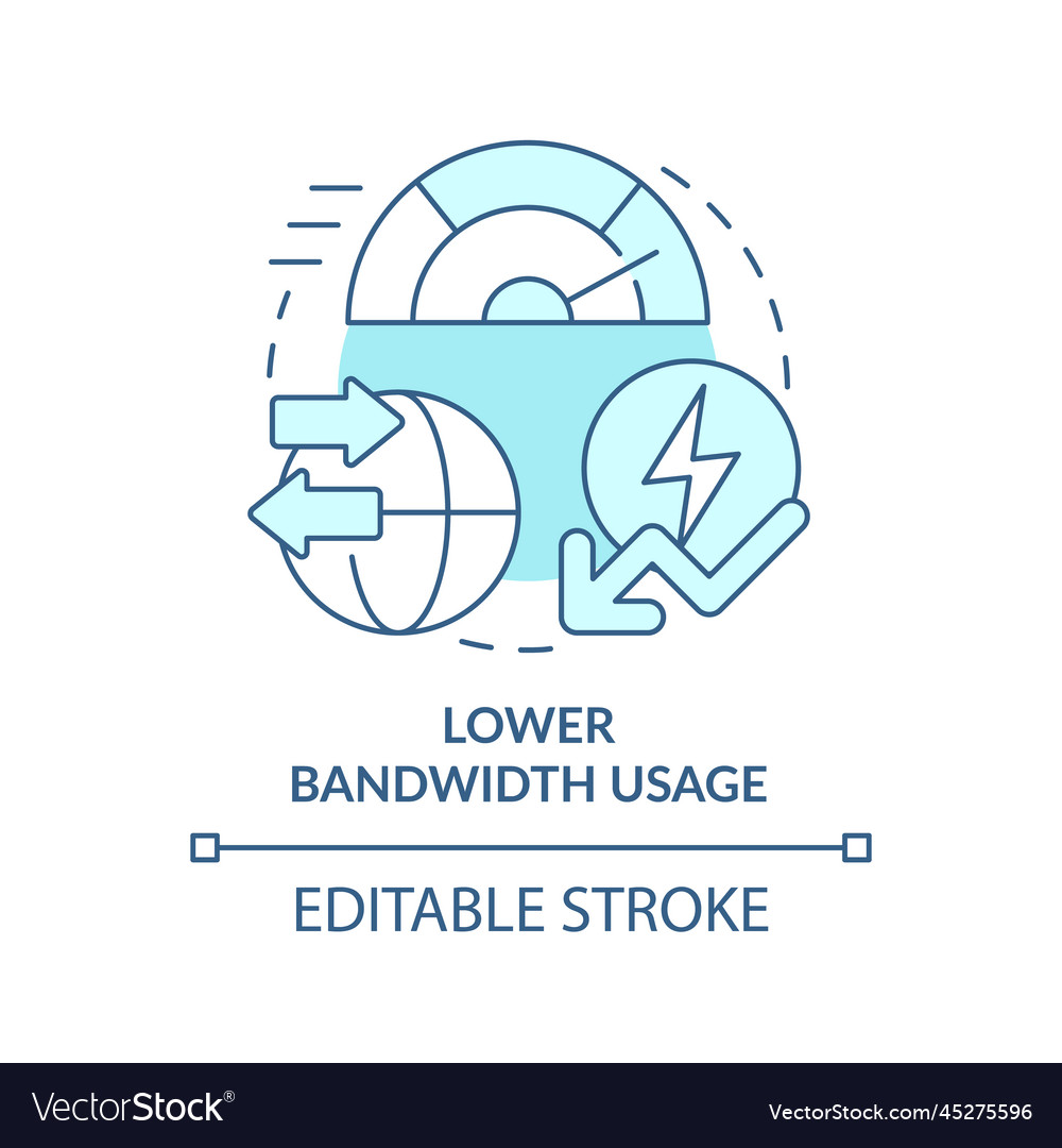 Lower bandwidth usage turquoise concept icon vector image Lower bandwidth usage turquoise concept icon