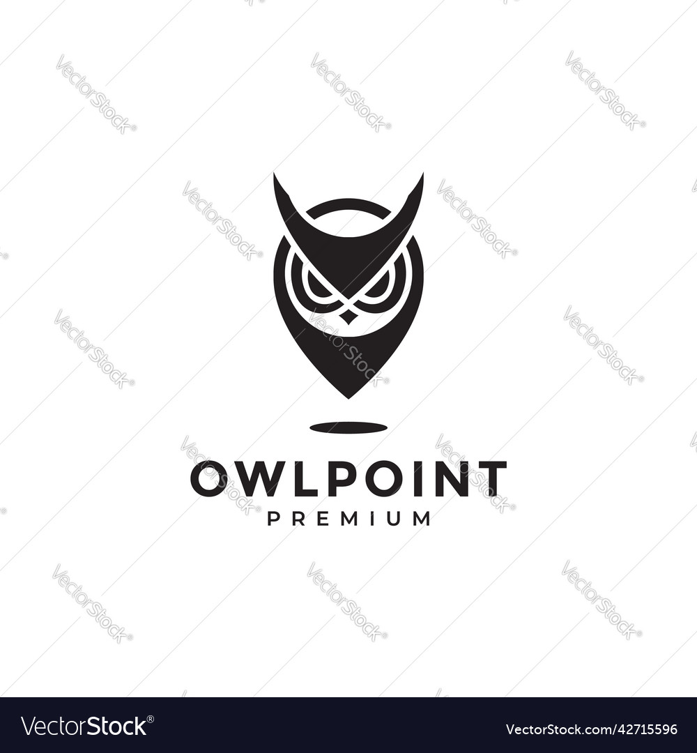 Pin map location with owl eyes logo design