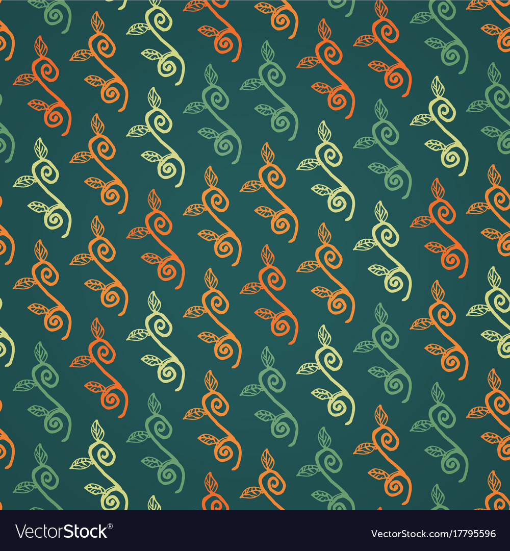 Seamless pattern of branches on dark background