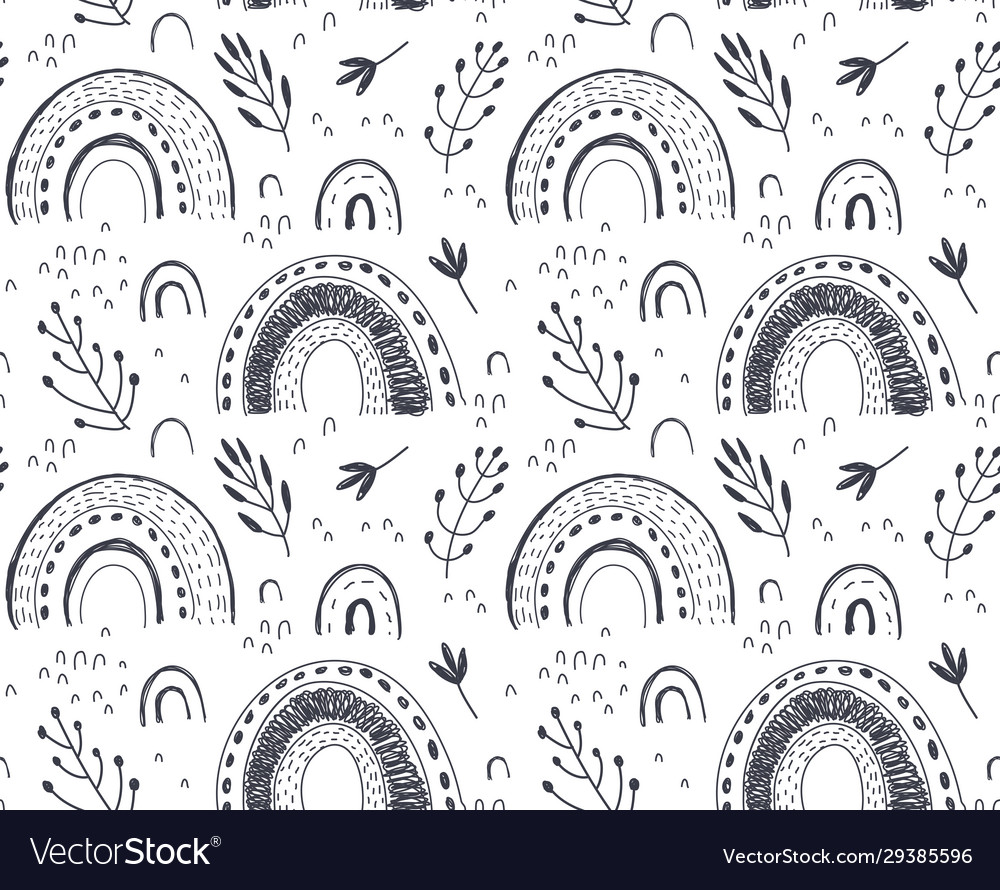 Seamless pattern with hand drawn rainbow vector image Seamless pattern with hand drawn rainbow